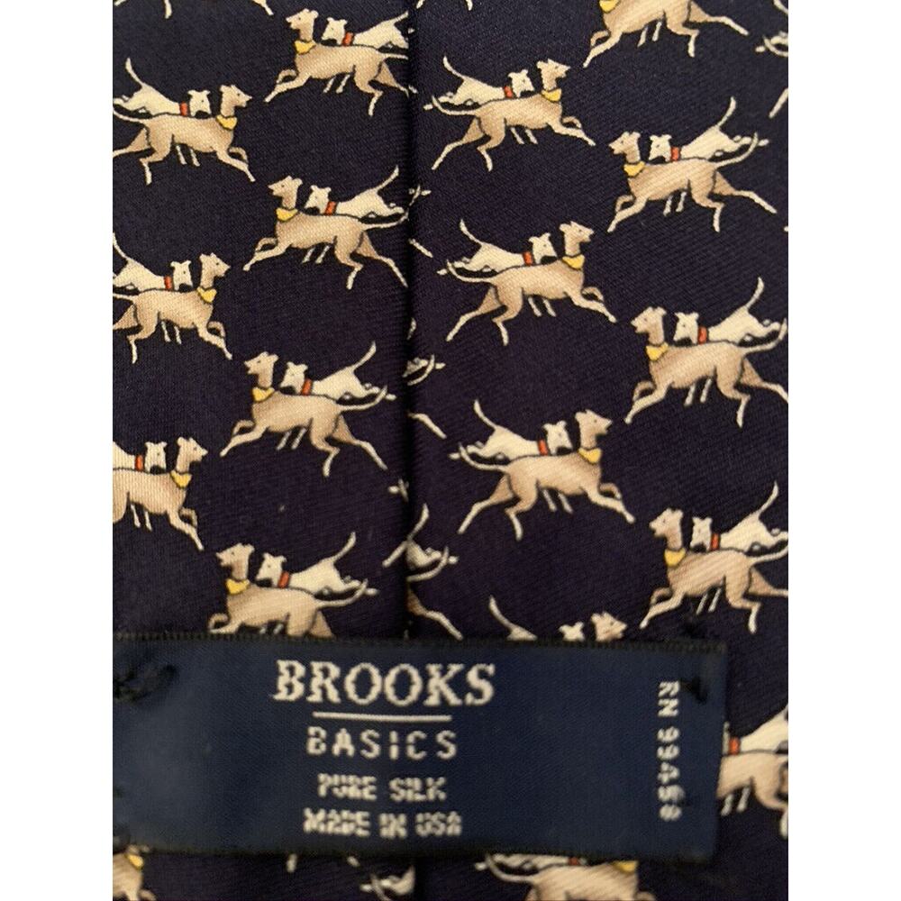 Brooks Basic Silk Tie Dogs Pattern Made In The Us… - image 3